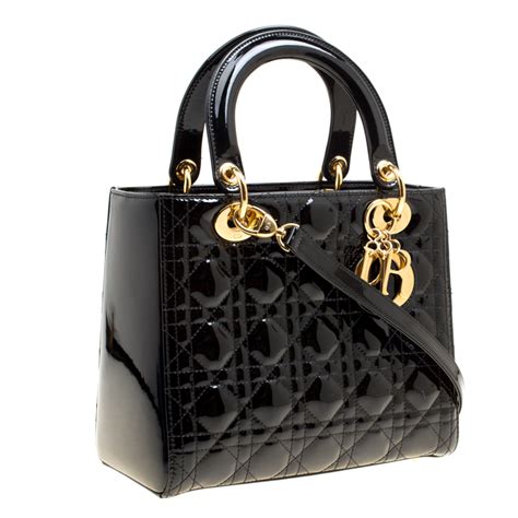 black patent lady dior bag